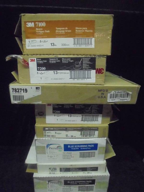 LARGE Lot of Misc Floor Cleaning Scrubbing & Stripper Pads, mostly new in boxes