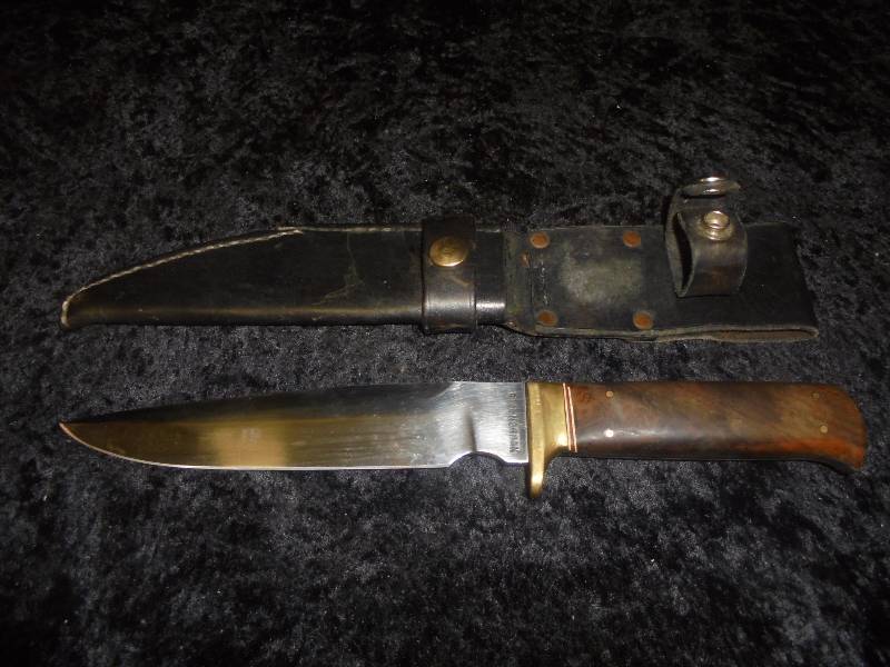 Knife & Sheath - 7 Blade, Stamped RA Norman on Blade