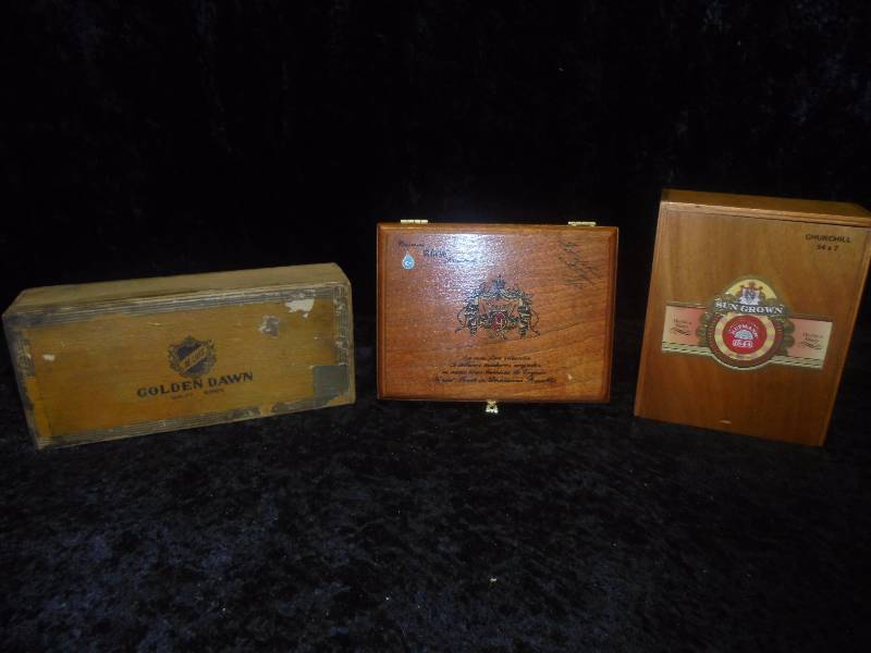 Lot - Vintage Cigar Boxes - Golden Dawn, etc