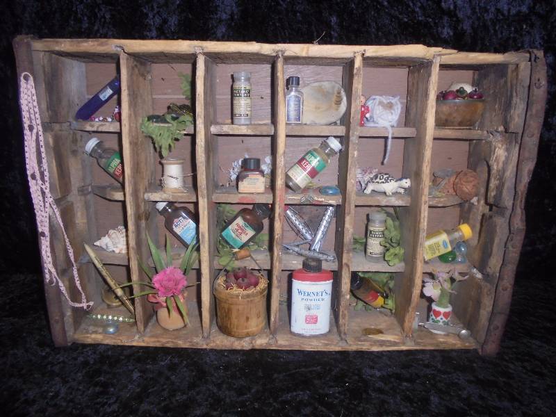 Wooden Crate Shadow Box with Content, 18x12