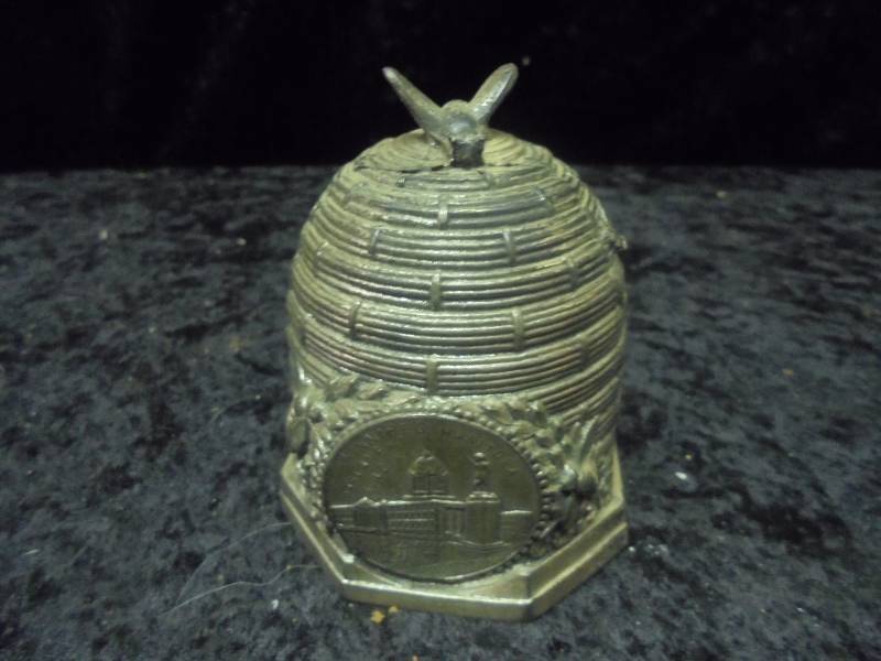 Metal Beehive Coin Bank, 3.5h