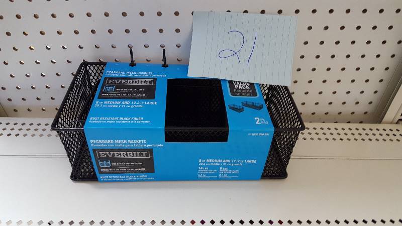 lot 21 image: Everbilt Pegboard Mesh Basket