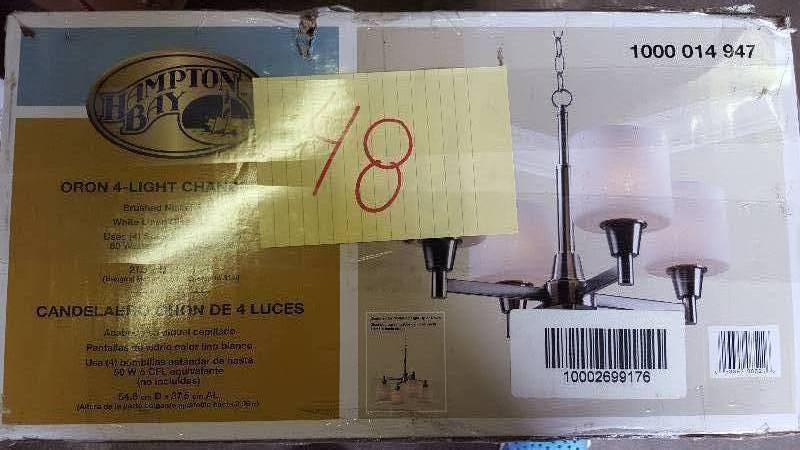 lot 48 image: Hampton Bay Oron 4 Light Chandelier