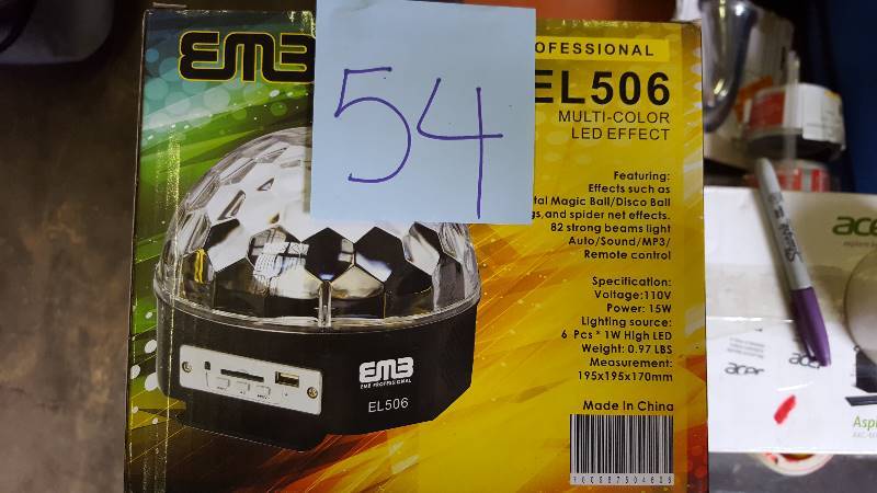 lot 54 image: EM3 EL506Multi Color LED Effect Ball