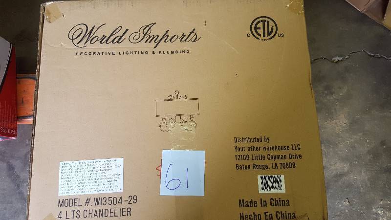 lot 61 image: World Imports Model WI3504-29 4 LTS Chandelier