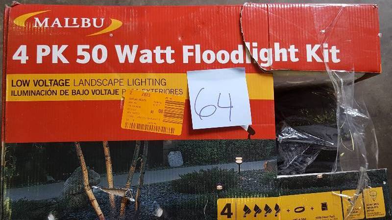 lot 64 image: Malibu 4 PK 50 Watt Floodlight Kit