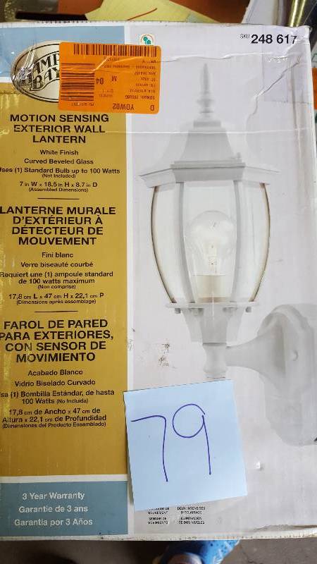 lot 79 image: Hampton Bay Motion Sensing Exterior Wall Lamp