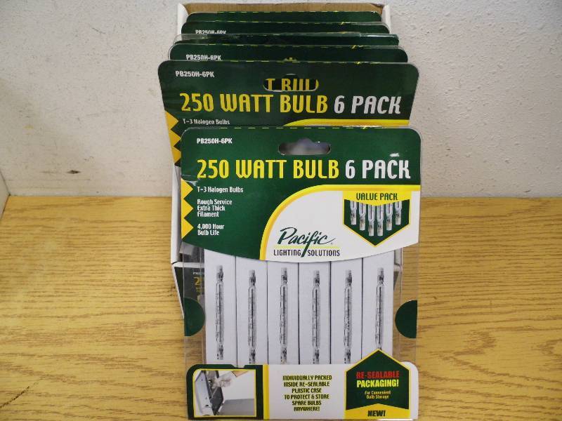 6 Packs of 6 Each - 250 Watt Bulbs