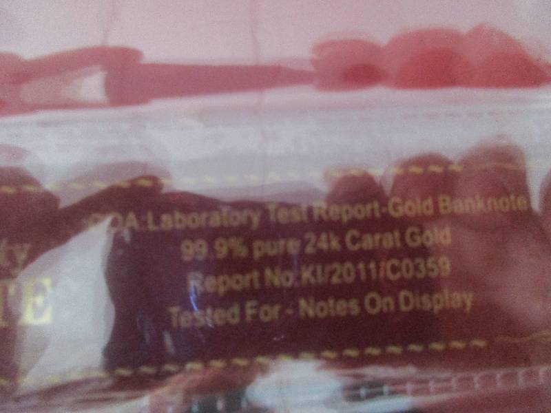 $100 24K Carat 99.9% Pure Gold Banknote- with attached COA