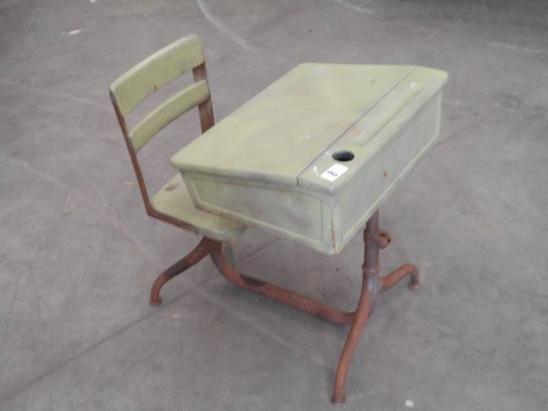 lot 8 image: Anique Wooden School Desk ...