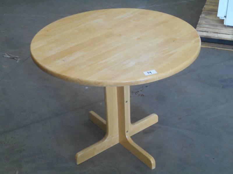 lot 14 image: 34 Round Top Wooden Table ...
