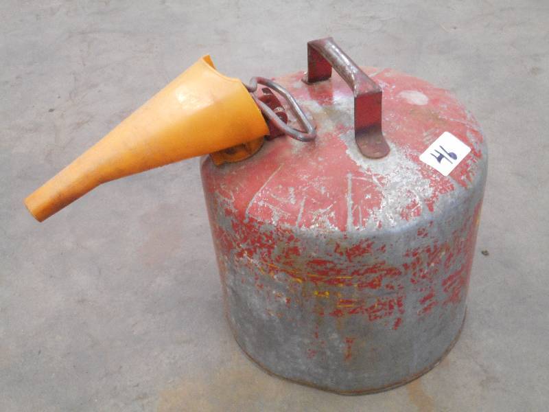 lot 46 image: 5-Gallon Spill-Proof Steel Gas Can ...