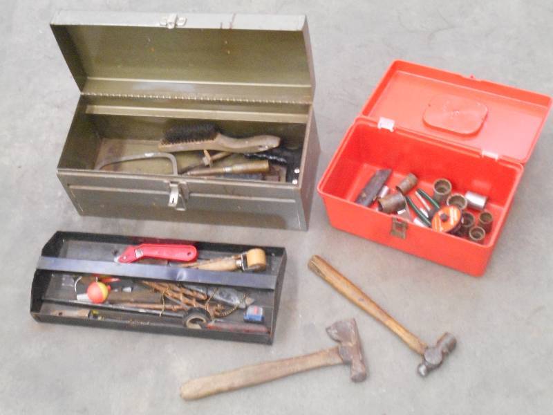 lot 48 image: (1) Steel & (1) Plastic Tool Boxes ...