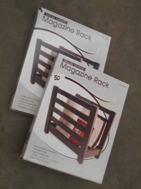 lot 50 image: (2) New Solid Wood Magazine Racks ...