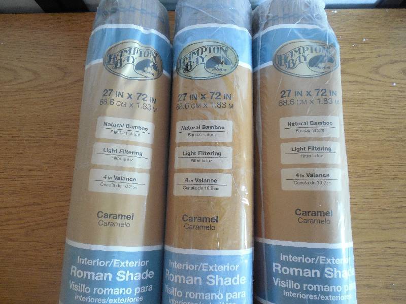 (2) Caramel Simple Weave Flatstick Bamboo Roman Shade - 27 in. W x 72 in. L