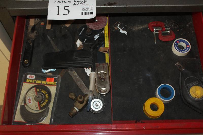 lot 15 image: Contents of Botton Drawers Hardware, Tools