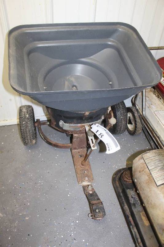 lot 18 image: Rider Mower Pull Spreader