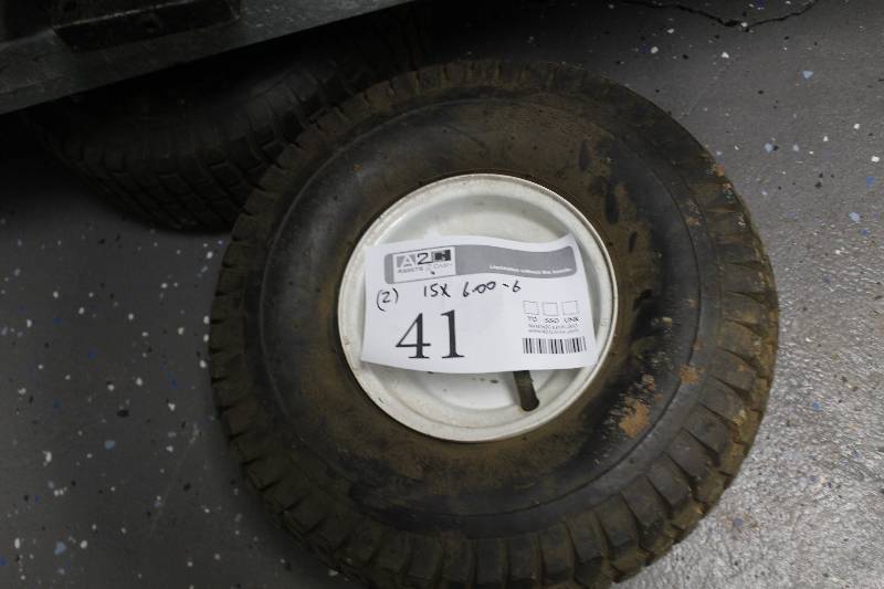 lot 41 image: Lot of (2) 15x6.00 Wheelbarrow Wheels