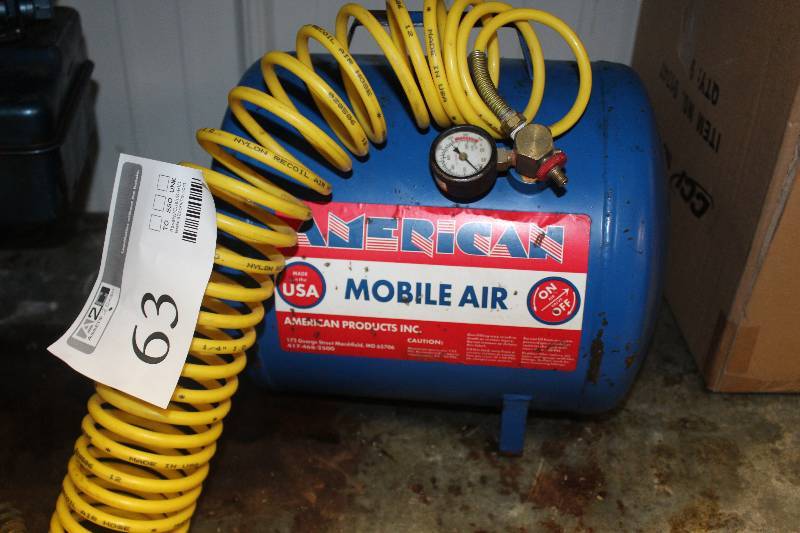lot 63 image: American Products Mobile Air Compressor w Valve, Hose