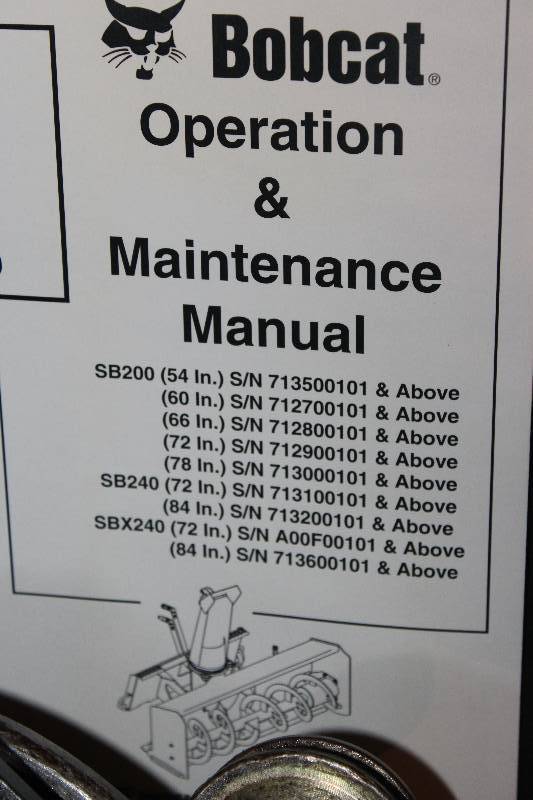 SB 200-72 Bobcat Snowblower Attachment w/ Owner's Manual | Milaca Hobby