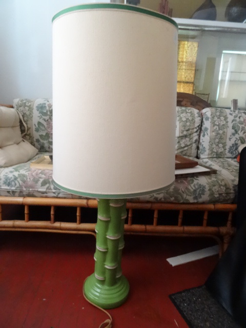 lot 21 image: Vintage Bamboo Ceramic Table Lamp