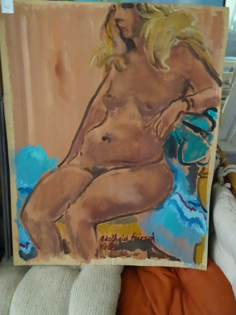 lot 40 image: Double Sided Unframed Painting