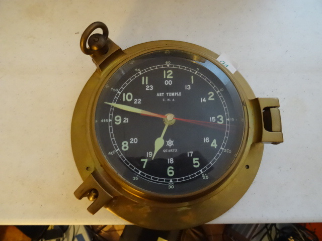 lot 99 image: Brass Wall Mount Clock Art Temple