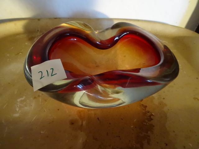 lot 212 image: Multi Colored Glass Ash Tray