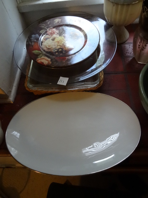 lot 217 image: 2 Flower Plates Brass Platter, Noritake