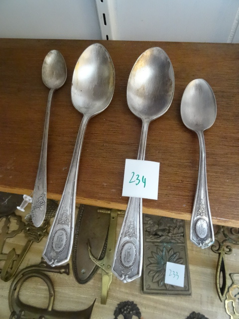 lot 234 image: 4 Silver Plate Spoons
