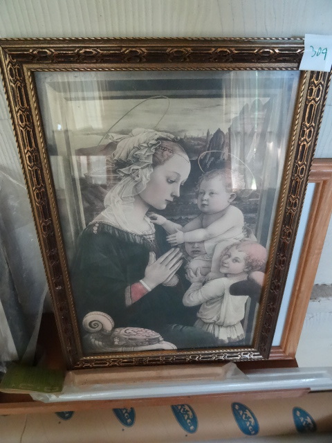 lot 309 image: Framed Vintage Print 12 X 17