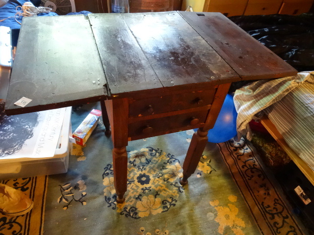 lot 363 image: Antique Wood Table with Drop Down Sides