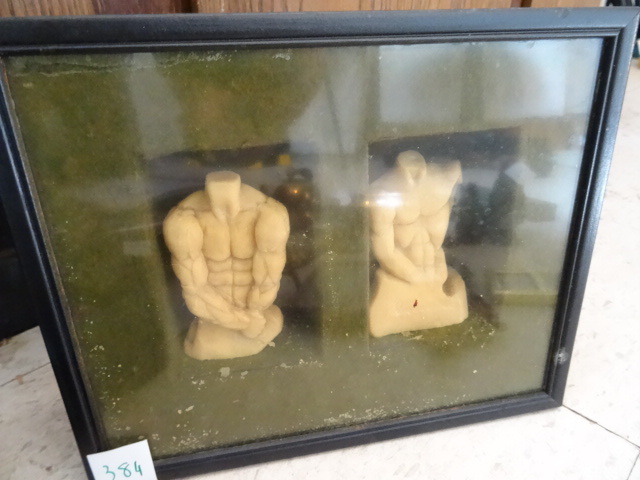 lot 384 image: Vintage Shadow Box with 2 Carved