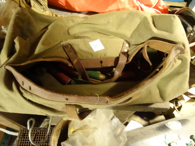 lot 540 image: Vintage Duffle Bag with Misc 12 Gage
