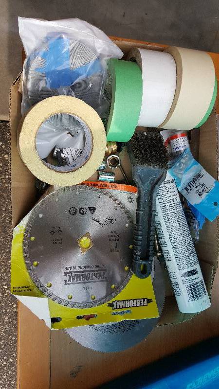 Misc Lot saw blades, tape and more.