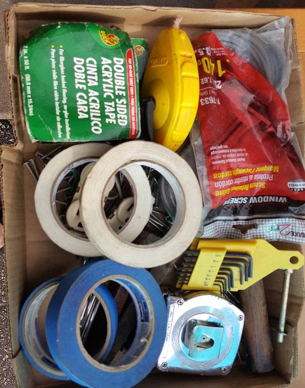 Misc lot allen wrenches, tape, screen retainer spline & more