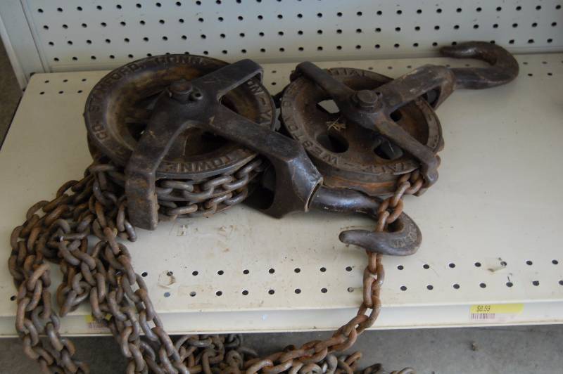 Large Vintage Block and Tackle with Chain