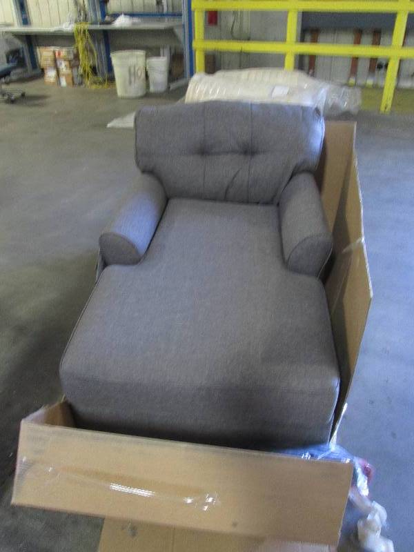 Tibbee Contemporary Slate Fabric Tufted Back Chaise