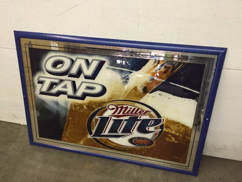 lot 27 image: MILLER LITE SIGN MIRROR 26 X 38