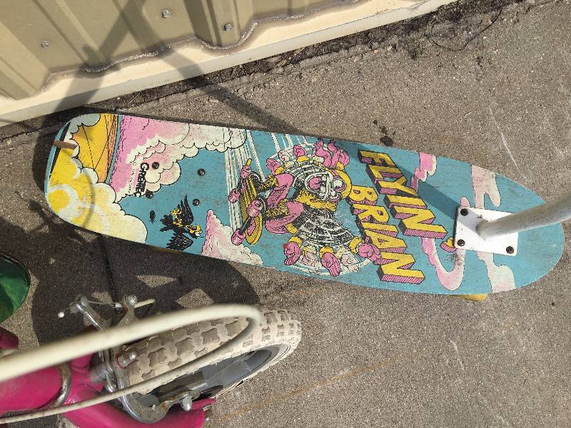 lot 45 image: AIRWALK SNOW BOARD, VINTAGE SKATE BOARD, CURB CRUISER SCOOTER