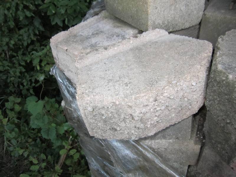 Lot of cement landscaping blocks, a...