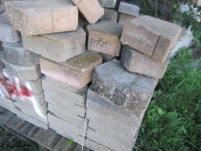 Lot of cement landscaping blocks, a...