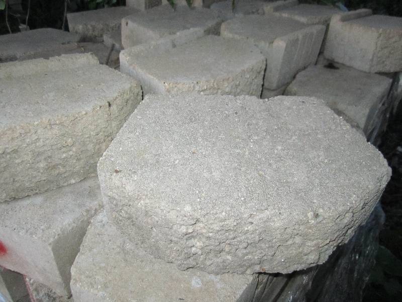 Lot of cement landscaping blocks, a...