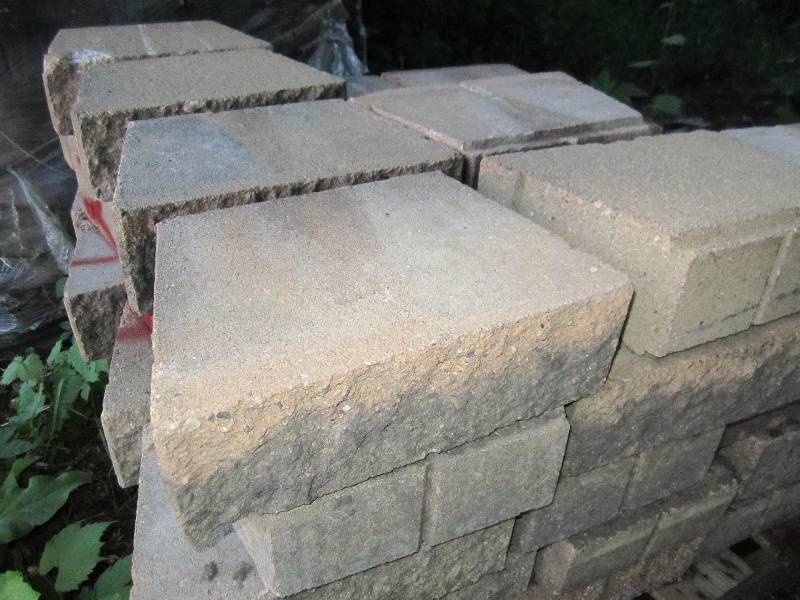 Lot of cement landscaping blocks, a...