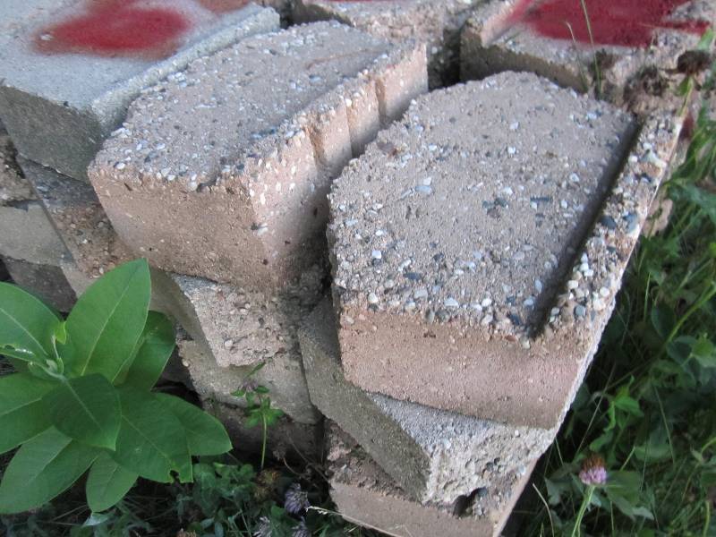 lot of cement landscaping blocks, a...