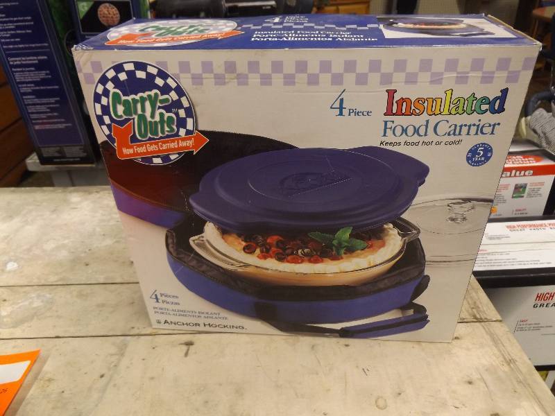 lot 125 image: Carry-outs 4 pc Insulated Food Carrier, by Anchor Hocking