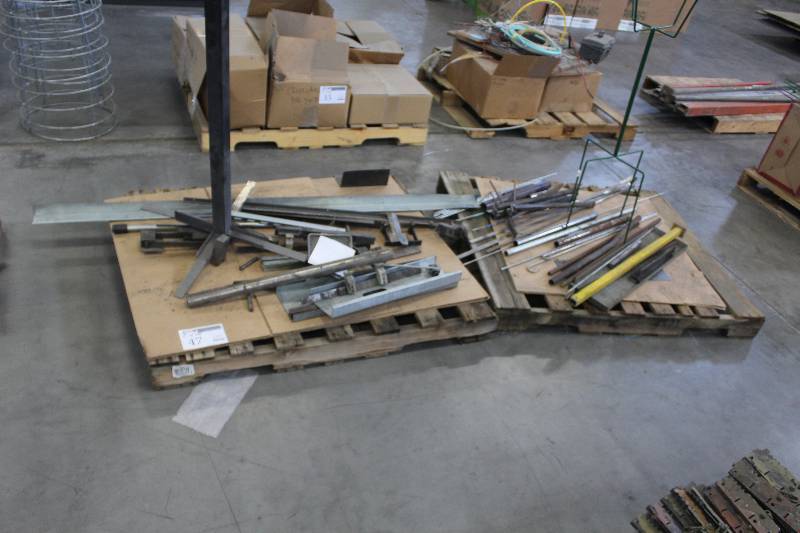 lot 47 image: Lot of (2) Pallets of Metal Pipes, Extension Hooks, Jig Parts