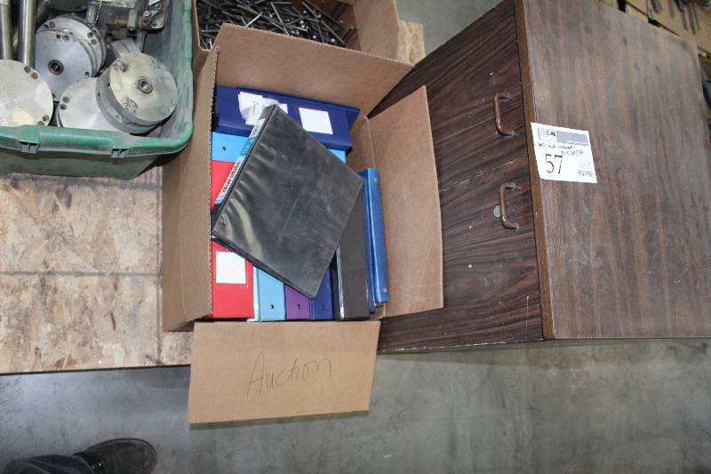 lot 57 image: Box of Office Supplies & Cabinet