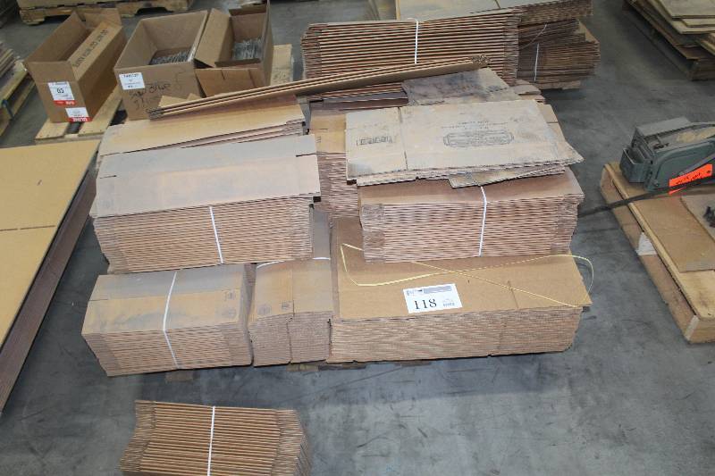 lot 118 image: Pallet Lot of ULine Box Flats 4x4x12 S-4481, 4x4x18 S-4305, 6x6x6 S-4062, 4x4x24 S-4380