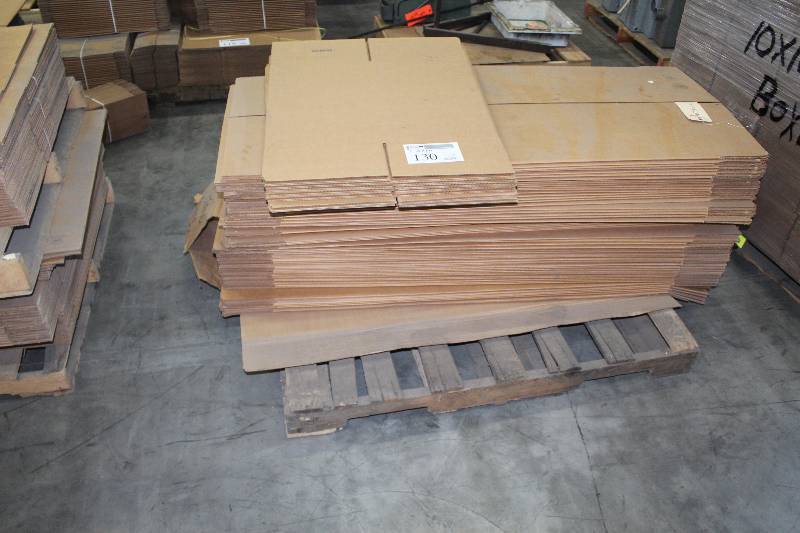 lot 130 image: Lot of (3) Pallet Lot of ULine Box Flats 12x12x20 S-4467, 12x12x48 S-4525